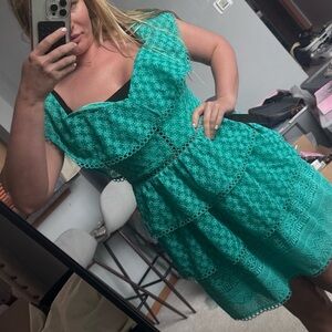 bebe Teal Lace Mini Dress